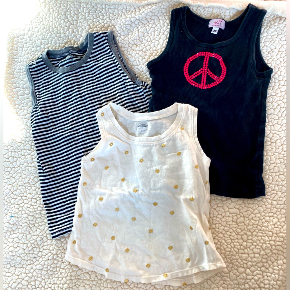 Set of three tank tops, little girls size 4T